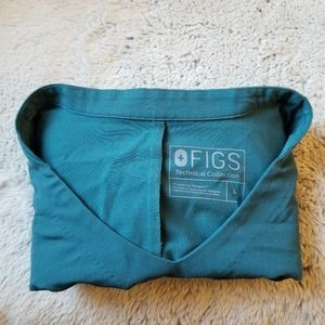 B8 Figs Technical Collection Women Scrub Top L Green Teal Pockets V Neck #FW1100